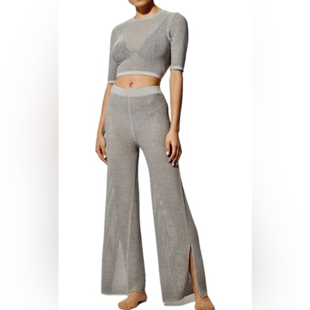 Solid & striped beach cover up set